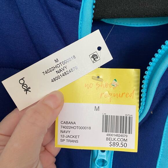 Cabana by Crown & Ivy Blue Puffer Jacket Coat Colorblock Medium - Picture 7 of 10